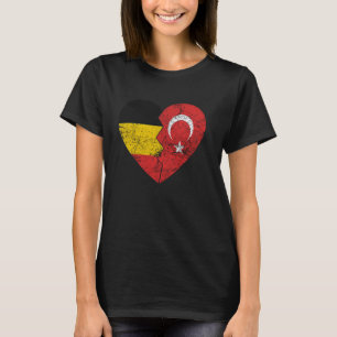 Camiseta Bandeira belga turca Coração Bélgica Turquia Sinal