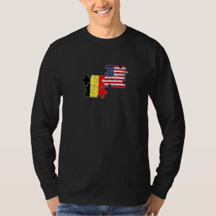 Camiseta Bandeira Bélgica EUA Belga Americana