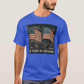 Camiseta Bandeira Betsy Ross 250 Anos de Liberdade 17762026