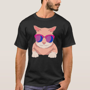 Camiseta Bandeira Bi Lgbt Gato Óculos De Sol Bissexualidade