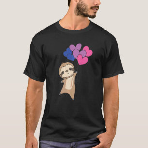 Camiseta Bandeira Bi Orgulho Lgbtq Balão Corações Preguiça