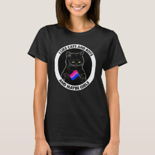 Camiseta Bandeira Bissexual Eu Gosto De Gatos E Meninos E T