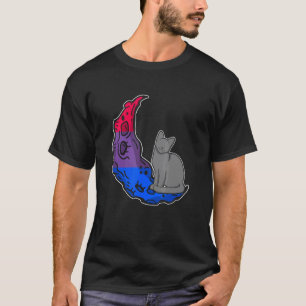 Camiseta Bandeira Bissexual Lua Gato LGBTQ Espaço Seguro Or