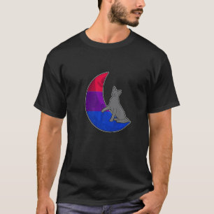 Camiseta Bandeira Bissexual Lua Gato LGBTQ Espaço Seguro Or
