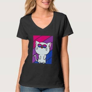 Camiseta Bandeira Bissexual Orgulho de Gato Fofo Aliado Org