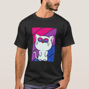 Camiseta Bandeira Bissexual Orgulho de Gato Fofo Aliado Org