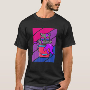 Camiseta Bandeira Bissexual Orgulho Gato Aliado Orgulhoso L