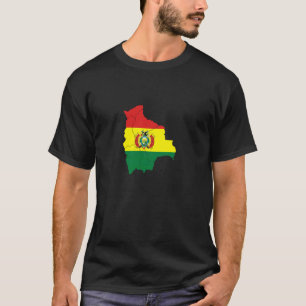 Camiseta Bandeira Boliviana Sobre Contorno do País
