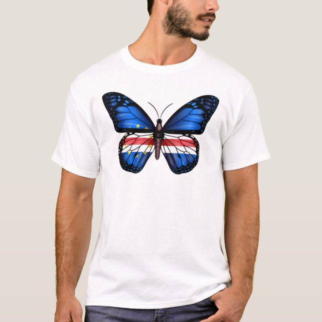 Camiseta Bandeira Borboleta de Cabo Verde (Frente)