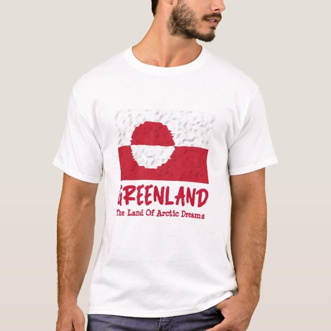 Camiseta Bandeira Branca Vermelha na Groenlândia com Linha  (Frente)
