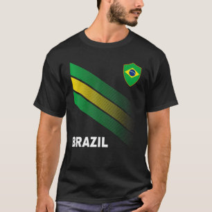 Camiseta Bandeira Brasil Futebol para Homens Mulheres Crian