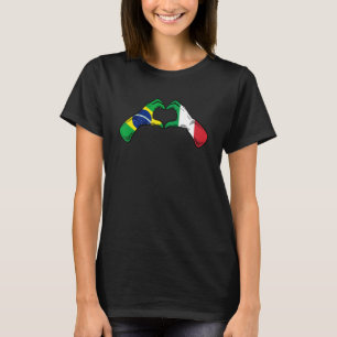 Camiseta Bandeira Brasil Itália Coração Brasileiro Italiano