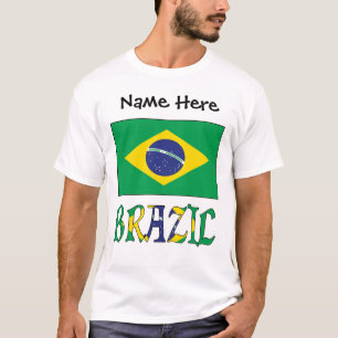 Camiseta Bandeira Brasileira Nome Personalizado Brasil 
