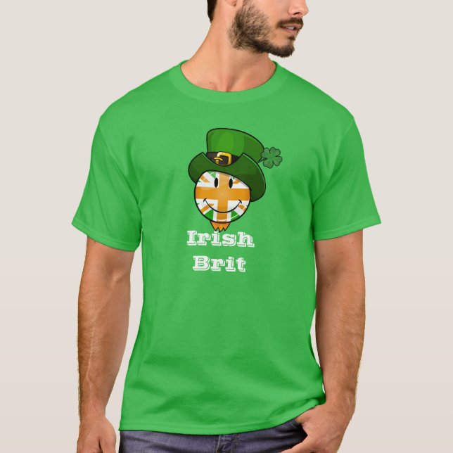 Camiseta Bandeira britânica da cor irlandesa feliz no (Frente)