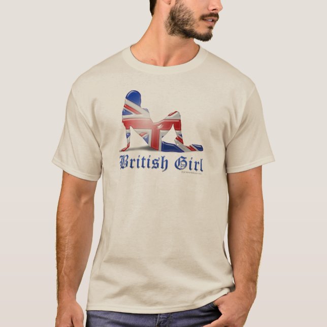 Camiseta Bandeira britânica da silhueta da menina (Frente)