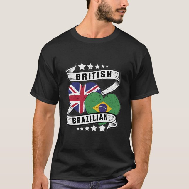 Camiseta Bandeira britânica Half British Half Brasileira (Frente)