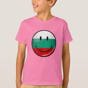 Camiseta Bandeira búlgara de sorriso do círculo lustroso