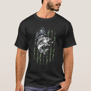 Camiseta Bandeira Camuflada Americana de Pesca Pescador de
