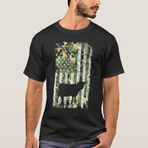 Camiseta Bandeira Camuflada Vaca Animal de Fazenda Vintage