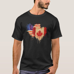 Camiseta Bandeira Canadá EUA Orgulhoso Coração Canadenses A