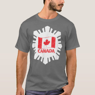 Camiseta Bandeira canadense com floco de neve branco