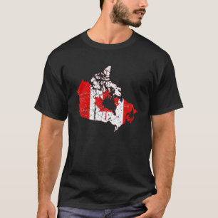 Camiseta Bandeira canadense com mapa canadense angustiado