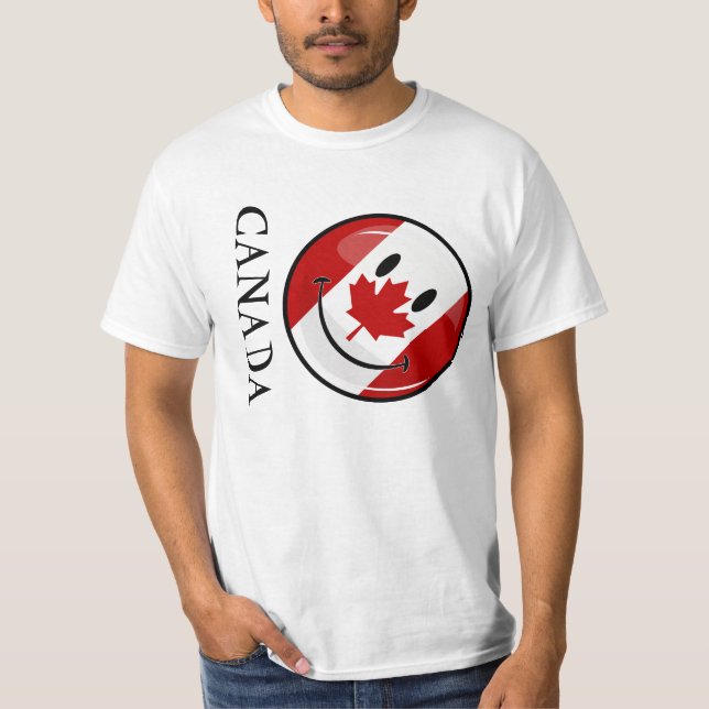 Camiseta Bandeira canadense de sorriso lustrosa (Frente)