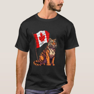 Camiseta Bandeira Canadense Tigre Orgulho Canadense Raízes