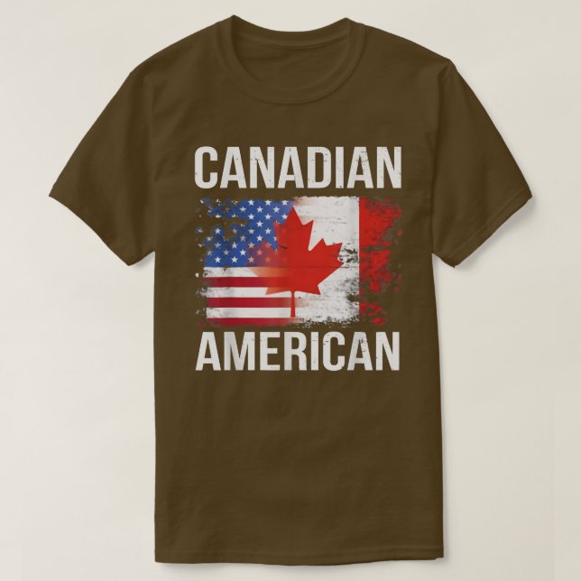 Camiseta Bandeira Canadiana-Americana do Dia do Canadá Cust (Frente do Design)