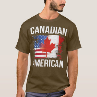Camiseta Bandeira Canadiana-Americana do Dia do Canadá Cust