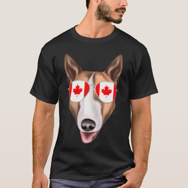 Camiseta Bandeira canadiana Bull Terrier Dog Canada Pocket (Frente)