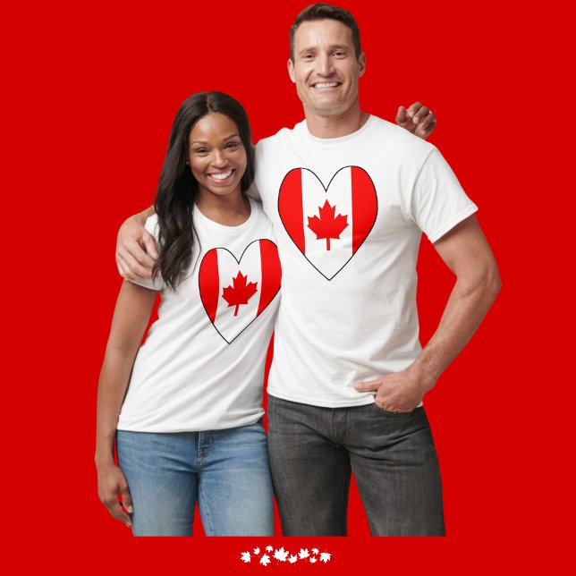 Camiseta Bandeira Canadiana em forma de coração (Criador carregado)