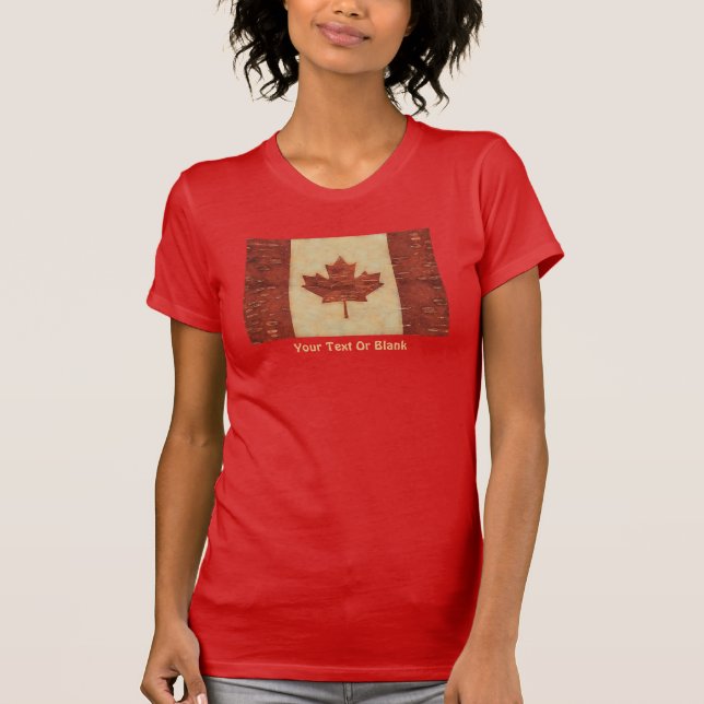 Camiseta Bandeira Canadiana No Latido De Nascimento Interio (Frente)