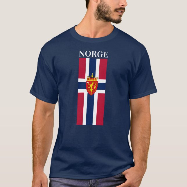 Camiseta Bandeira/Casaco de armas da Noruega (Frente)