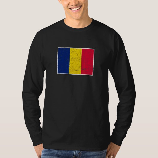 Camiseta Bandeira Chade com Cores Nacionais Chadianas Vinta (Frente)