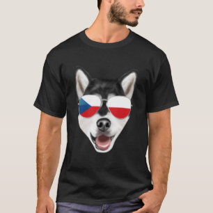 Camiseta Bandeira checa Alaskan Malamute Dog República Chec