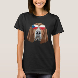 Camiseta Bandeira Checa Basset Hound Dog República Checa Bo