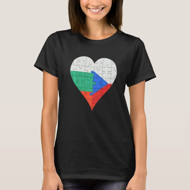 Camiseta Bandeira Checa búlgara Heart (Frente)