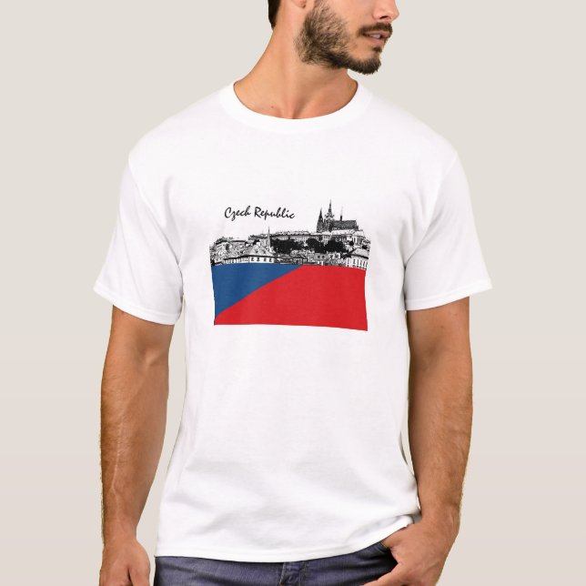 Camiseta Bandeira Checa, Tchechia, Praga/Hradany (Frente)
