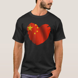 Camiseta Bandeira Chinesa Em Forma De Coração Chinesa