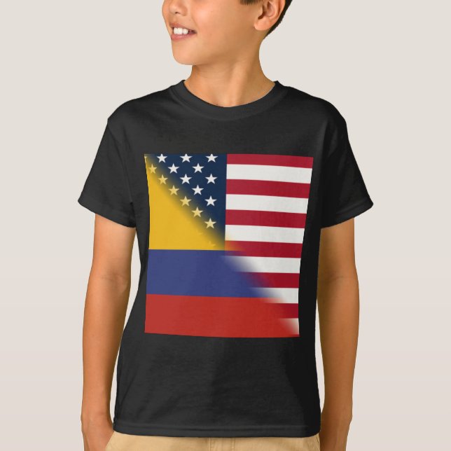 Camiseta Bandeira Colombiana Americana | Half Colombia USA (Frente)