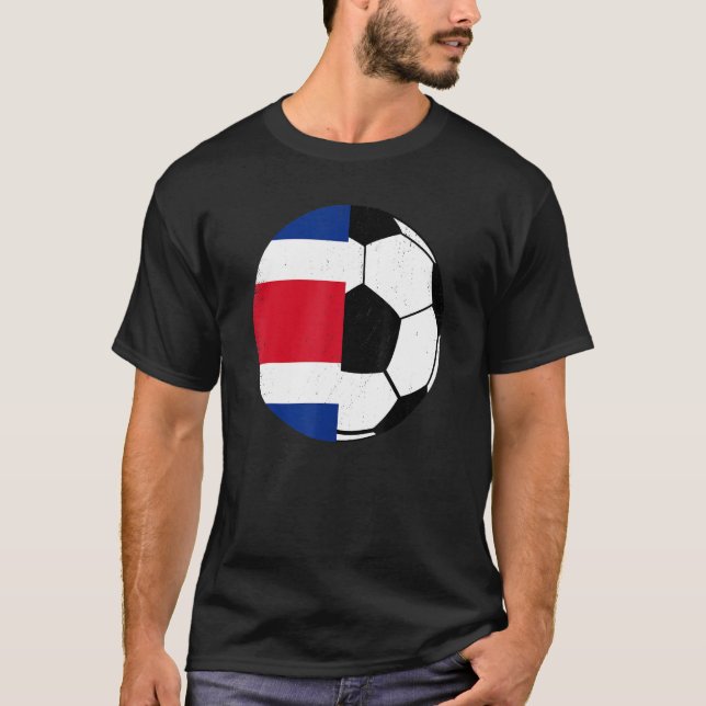 Camiseta Bandeira Costa Rica: jogadores de futebol na Costa (Frente)