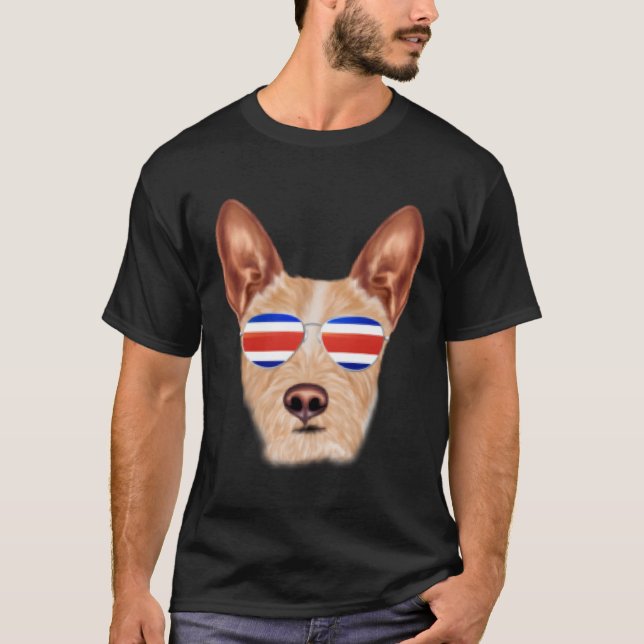 Camiseta Bandeira Costa Rica Português Podengo Pequeno Cach (Frente)