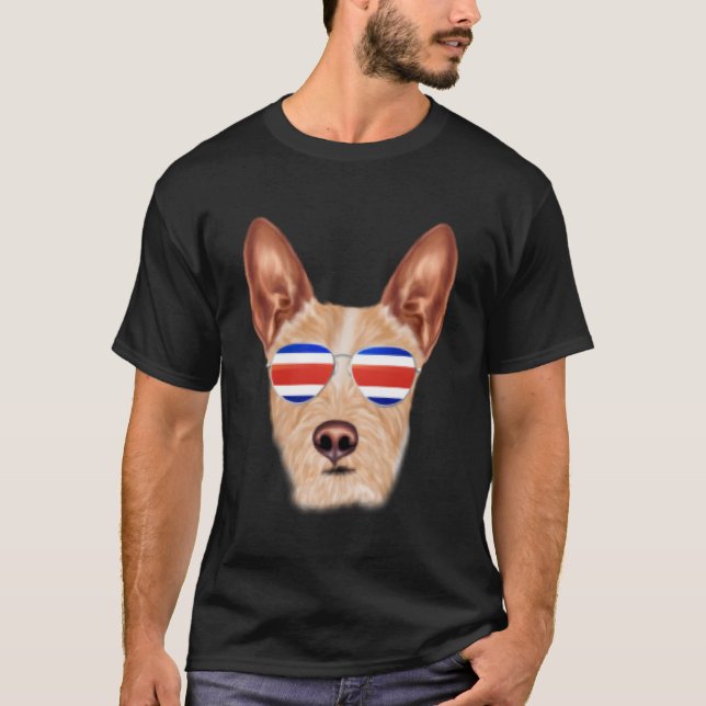 Camiseta Bandeira Costa Rica Português Podengo Pequeno Cach (Frente)