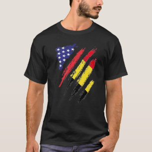Camiseta Bandeira Crescente Belga Americana Patriot Heritag