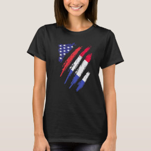 Camiseta Bandeira Crescida Americana da França EUA Patriot 