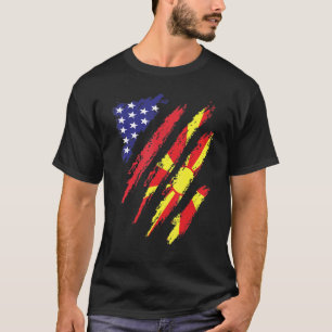 Camiseta Bandeira Crescida Americana da Macedônia EUA Patri