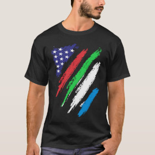 Camiseta Bandeira Crescida Americana da Serra Leoa EUA Patr