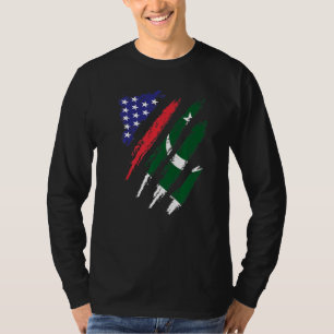 Camiseta Bandeira Crescida Americana do Paquistão EUA Patri