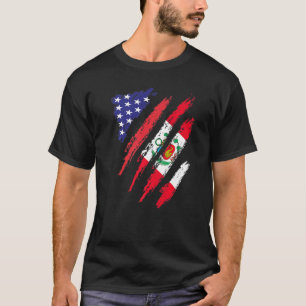 Camiseta Bandeira Crescida Americana do Peru EUA Mês do Pat
